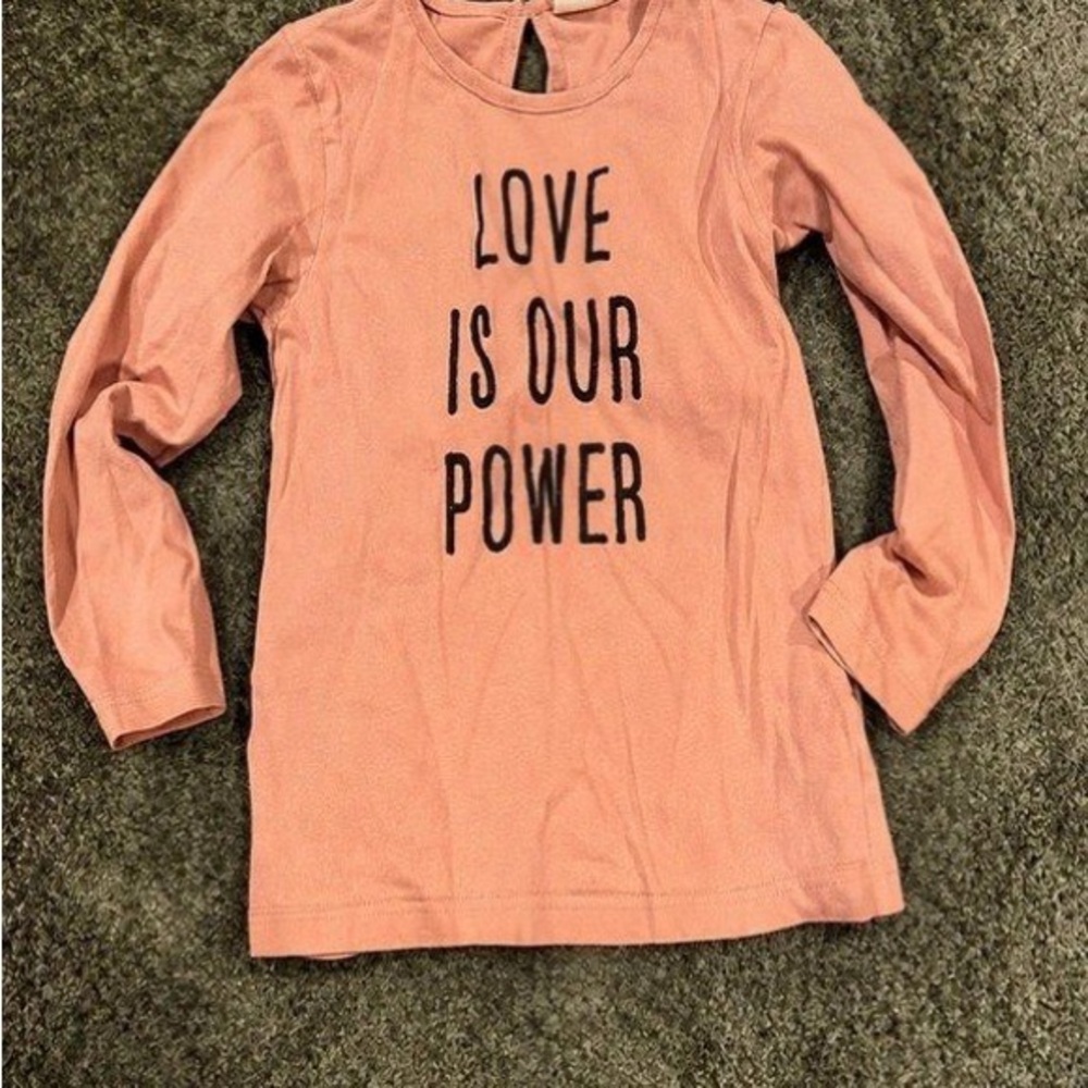 H&M Peach/Pink Long Sleeve Graphic Tee - Love Is Our Power